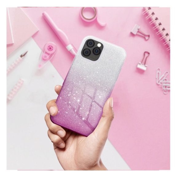 Xiaomi Redmi 14C csillámos hátlap tok, átlátszó/rózsaszín