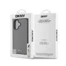 DKNY PU Leather Silver Metal Logo iPhone 16 MagSafe tok, szürke