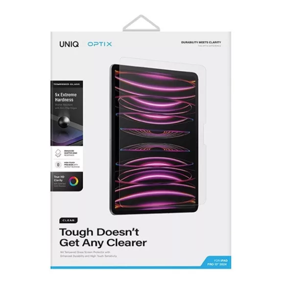 Uniq Optix Clear iPad Pro 13" (2024 / 2025) Tempered kijelzővédő fólia felhelyező kerettel