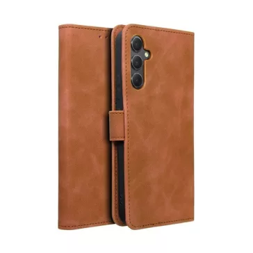   Tender Book Samsung Galaxy A34 5G flip/oldalra nyíló műbőr tok kártyatartó résszel, barna