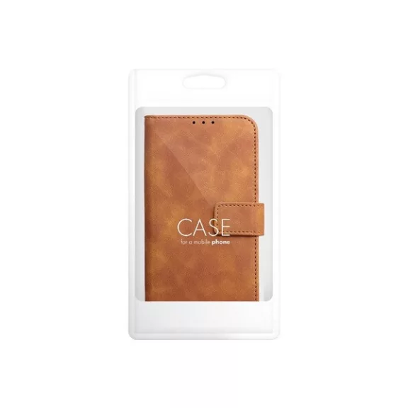Tender Book Samsung Galaxy A34 5G flip/oldalra nyíló műbőr tok kártyatartó résszel, barna
