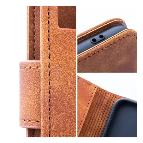 Tender Book Samsung Galaxy A34 5G flip/oldalra nyíló műbőr tok kártyatartó résszel, barna