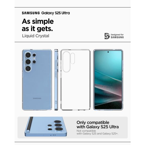Spigen Ultra Hybrid Samsung Galaxy S25+ tok, Crystal Clear, átlátszó