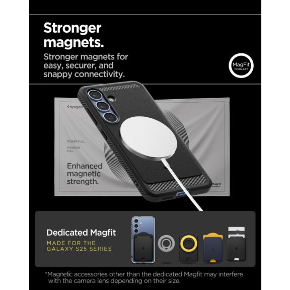 Spigen Rugged Armor MagFit Samsung Galaxy S25+ tok, Matte Black, fekete