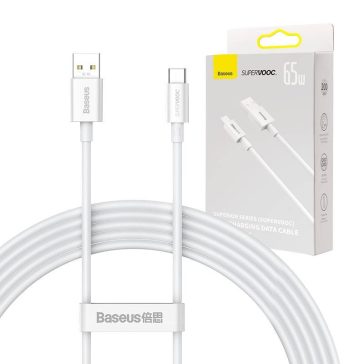  Baseus Superior Series USB-USB-C kábel, 65 W, PD, 2m, fehér