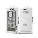 DKNY PU Leather Repeat Pattern Bottom Stripe Apple iPhone 15 Pro tok, barna