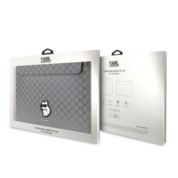 Karl Lagerfeld Sleeve Saffiano Monogram Choupette KLCS14SAKHPCG 14" laptop tok ,ezüst