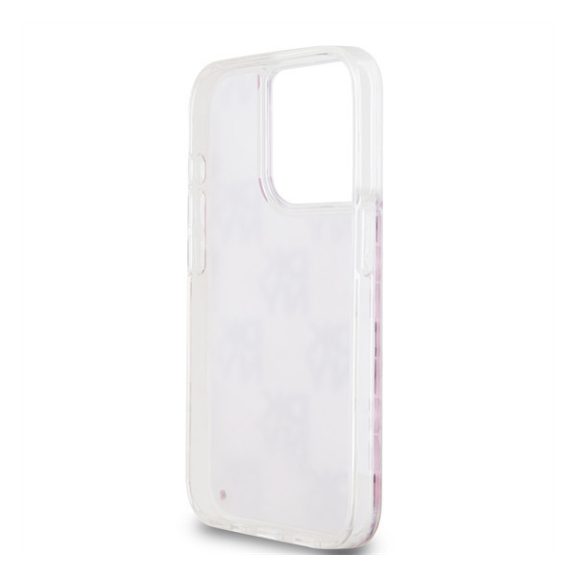 DKNY Liquid Glitter Checkered Pattern iPhone 15 Pro hátlap tok, rózsaszín