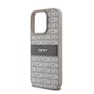 DKNY PU Leather Repeat Pattern Tonal Stripe iPhone 14 Pro hátlap tok, bézs