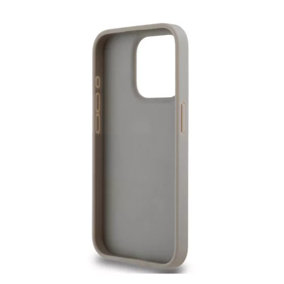 DKNY PU Leather Repeat Pattern Tonal Stripe iPhone 14 Pro hátlap tok, bézs