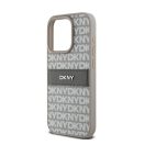 DKNY PU Leather Repeat Pattern Tonal Stripe iPhone 14 Pro Max hátlap tok, bézs