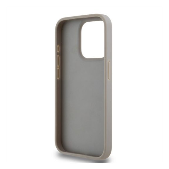 DKNY PU Leather Repeat Pattern Tonal Stripe iPhone 14 Pro Max hátlap tok, bézs