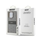 DKNY PU Leather Repeat Pattern Tonal Stripe iPhone 14 Pro Max hátlap tok, bézs