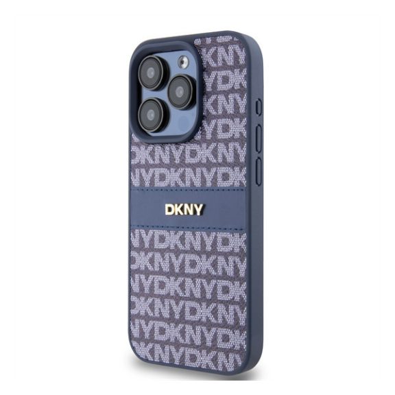 DKNY PU Leather Repeat Pattern Tonal Stripe iPhone 14 Pro Max hátlap tok, kék