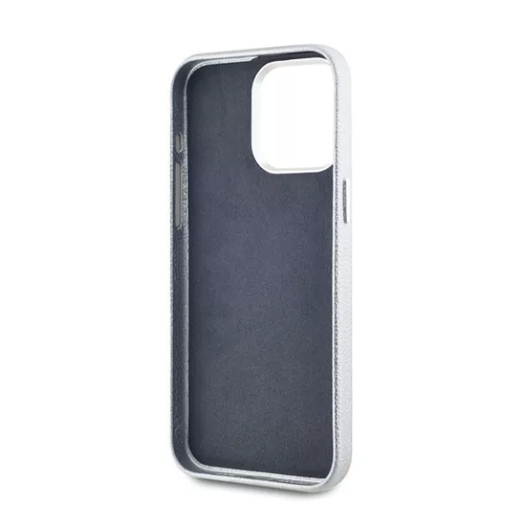 Karl Lagerfeld Grained PU Hotel RSG iPhone 15 Pro hátlap tok, ezüst