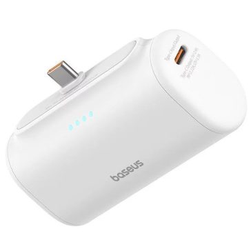   Baseus Compact powerbank / külső akkumulátor USB-C csatlakozóval, 5000mAh, PD, 20W, fehér