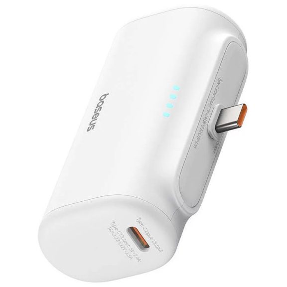 Baseus Compact powerbank / külső akkumulátor USB-C csatlakozóval, 5000mAh, PD, 20W, fehér