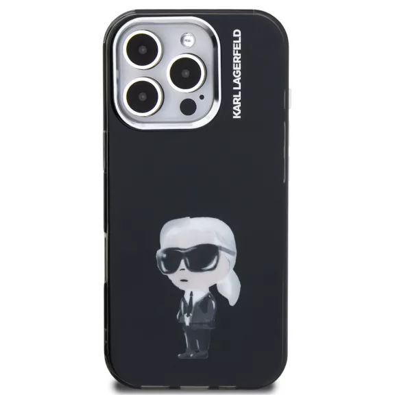 Karl Lagerfeld IML Aquarelle Karl iPhone 16 Pro hátlap tok, fekete