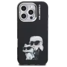 Karl Lagerfeld IML Aquarelle Karl and Choupette iPhone 16 Pro hátlap tok, fekete