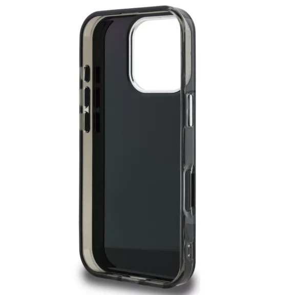 Karl Lagerfeld IML Aquarelle Karl and Choupette iPhone 16 Pro hátlap tok, fekete