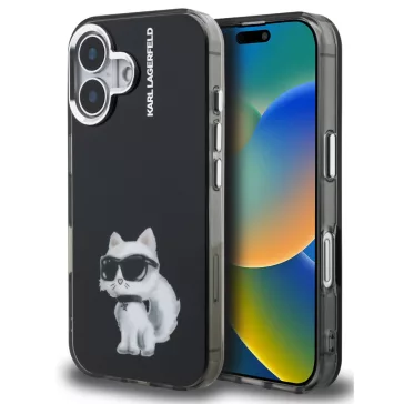   Karl Lagerfeld IML Aquarelle Choupette iPhone 16 hátlap tok, fekete