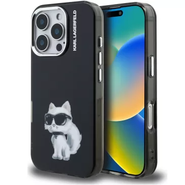   Karl Lagerfeld IML Aquarelle Choupette iPhone 16 Pro hátlap tok, fekete