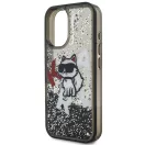 Karl Lagerfeld Liquid Glitter Scattered Choupette iPhone 16 hátlap tok, fekete