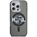 Karl Lagerfeld IML Glitter Karl and Choupette Sketch iPhone 16 Pro MagSafe kompatibilis hátlap tok, fekete