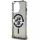 Karl Lagerfeld IML Glitter Karl and Choupette Sketch iPhone 16 Pro MagSafe kompatibilis hátlap tok, fekete