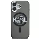 Karl Lagerfeld IML Glitter Karl and Choupette Sketch iPhone 16 MagSafe kompatibilis hátlap tok, fekete