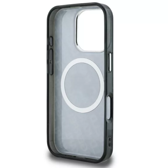 Karl Lagerfeld IML K&CH Heads Repeated Logo iPhone 16 Pro MagSafe kompatibilis hátlap tok, fekete