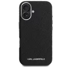 Karl Lagerfeld Grained PU Repeated Logo iPhone 16 MagSafe kompatibilis hátlap tok, fekete