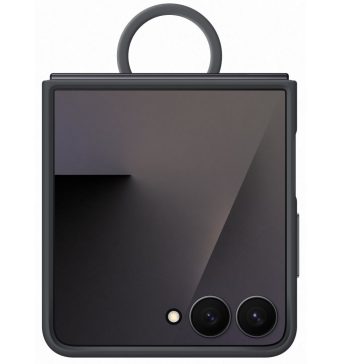   Samsung Galaxy Z Flip 7 Ring Silicone Cover gyári szilikon tok gyűrűvel, fekete