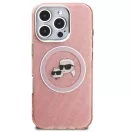 Karl Lagerfeld IML K&CH Heads Repeated Logo iPhone 16 Pro Max MagSafe kompatibilis hátlap tok, rózsaszín
