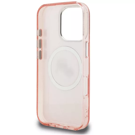 Karl Lagerfeld IML K&CH Heads Repeated Logo iPhone 16 Pro Max MagSafe kompatibilis hátlap tok, rózsaszín