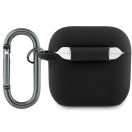 Lacoste Liquid Silicone Croc Logo AirPods 4 szilikon tok karabinerrel, fekete