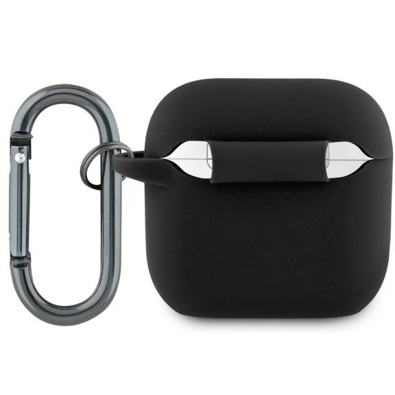 Lacoste Liquid Silicone Croc Logo AirPods 4 szilikon tok karabinerrel, fekete