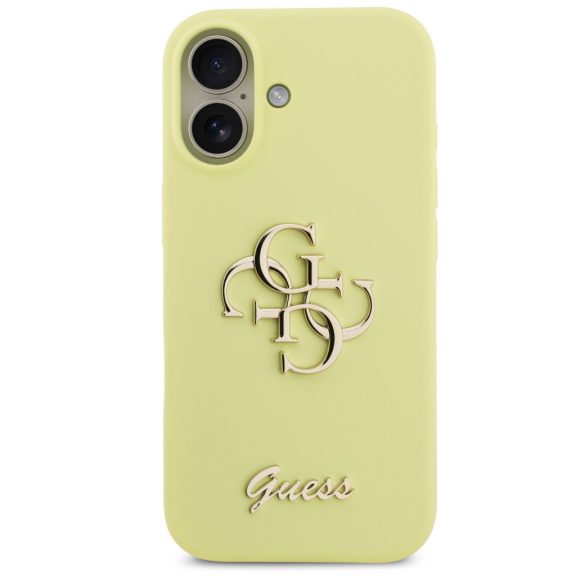 Guess Liquid Silicone 4G Metal Logo Apple iPhone 17 hátlap tok, sárga