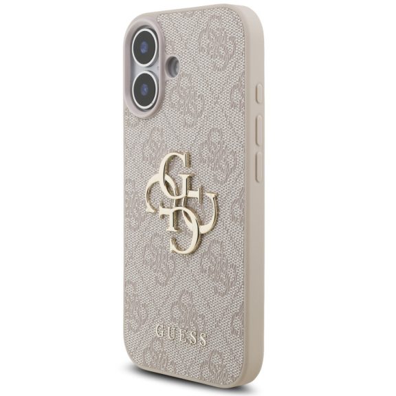 Guess PU 4G Metal Logo Strap Apple iPhone 17 hátlap tok karpánttal, rózsaszín