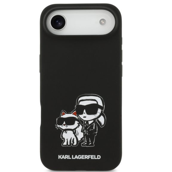 Karl Lagerfeld Liquid Silicone K&CH Sketch Apple iPhone Air (2025) MagSafe kompatibilis hátlap tok, fekete