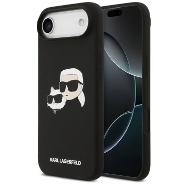   Karl Lagerfeld Silicone Double Heads Print Apple iPhone Air (2025) MagSafe kompatibilis hátlap tok, fekete