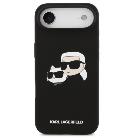 Karl Lagerfeld Silicone Double Heads Print Apple iPhone Air (2025) MagSafe kompatibilis hátlap tok, fekete