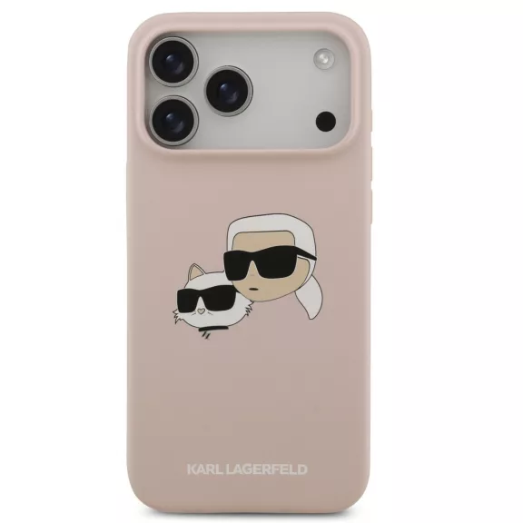 Karl Lagerfeld Silicone Double Heads Print Apple iPhone 17 Pro Max MagSafe kompatibilis hátlap tok, rózsaszín