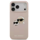 Karl Lagerfeld Silicone Double Heads Print Apple iPhone 17 Pro MagSafe kompatibilis hátlap tok, rózsaszín