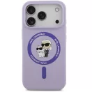 Karl Lagerfeld Liquid Silicone Karl and Choupette MagSafe iPhone 17 Pro hátlap tok, lila
