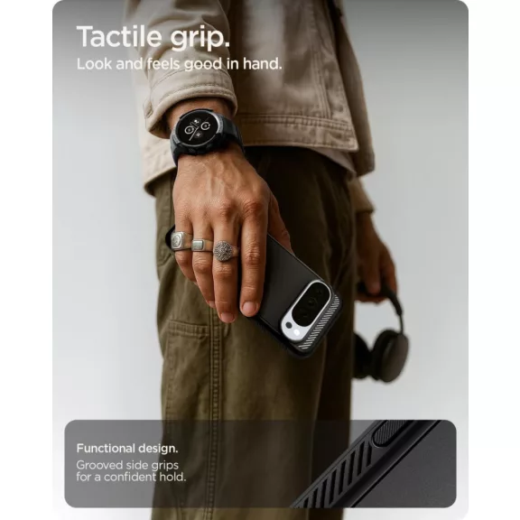 Spigen Rugged Armor MagFit Pixel 10 XL tok, MagSafe, Matte Black, fekete