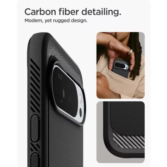 Spigen Rugged Armor MagFit Pixel 10 XL tok, MagSafe, Matte Black, fekete