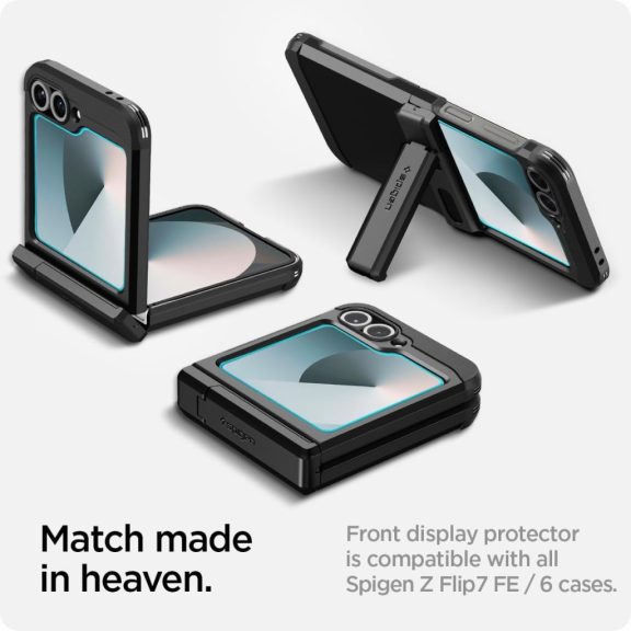 Spigen Glas.tR EZ Fit Samsung Galaxy Z Flip 6 / Flip 7 FE tempered kijelzővédő fólia felhelyező kerettel (2db)