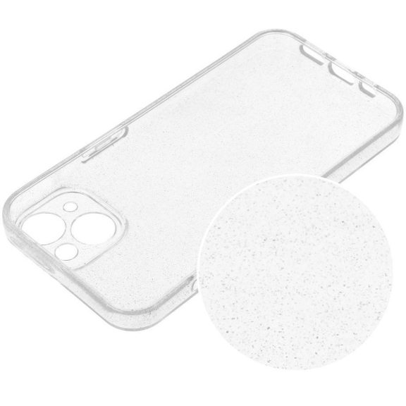 Clear 2mm Apple iPhone 17 csillámos szilikon tok, átlátszó