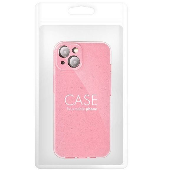 Clear 2mm Apple iPhone 17 Pro csillámos szilikon tok, rózsaszín